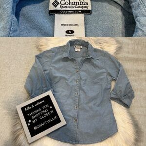 Columbia Chambray 3/4 Sleeve Button Down Shirt | Women's Small